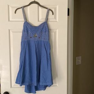Esley Blue Embroidered Backless Dress